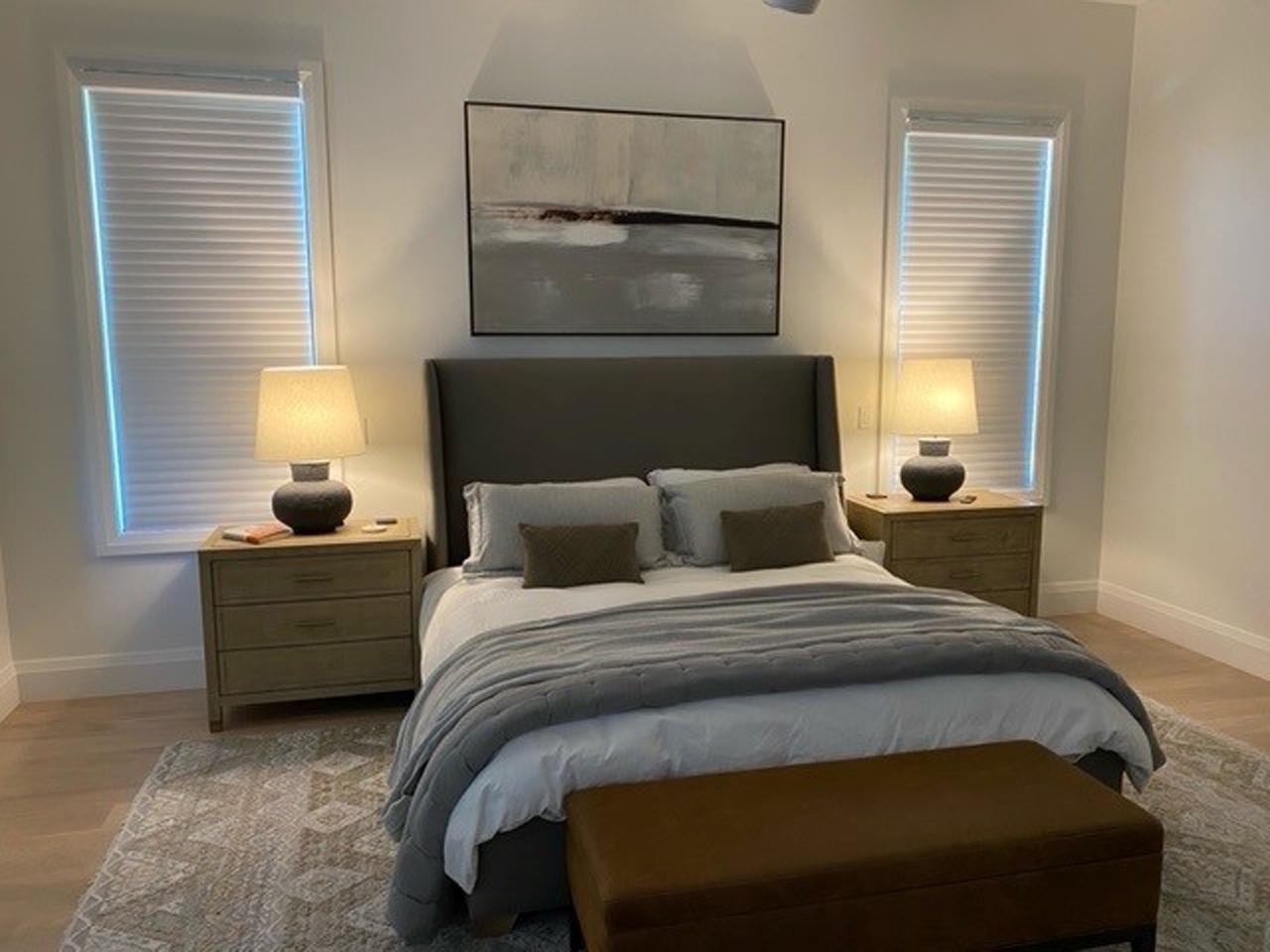 Custom blinds in a bedroom