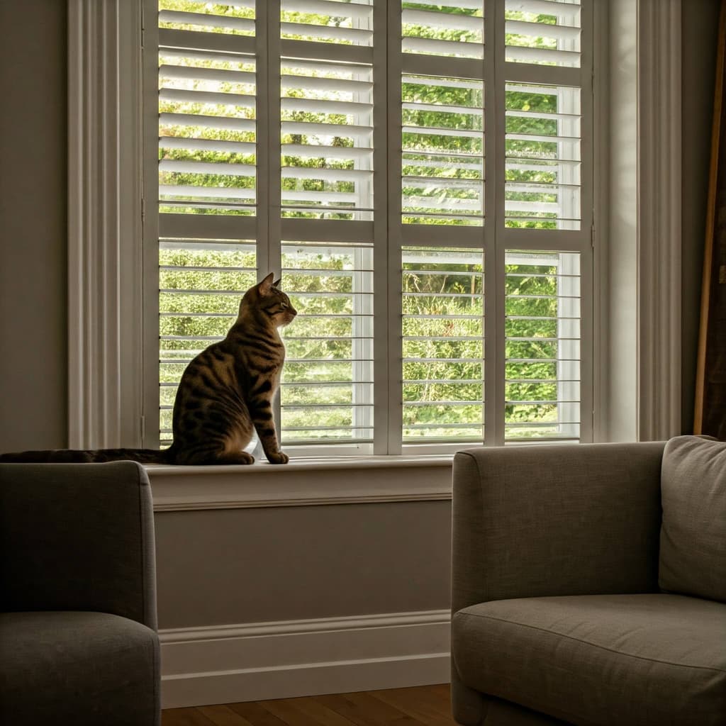 a cat enjoying pet-friendly shutters