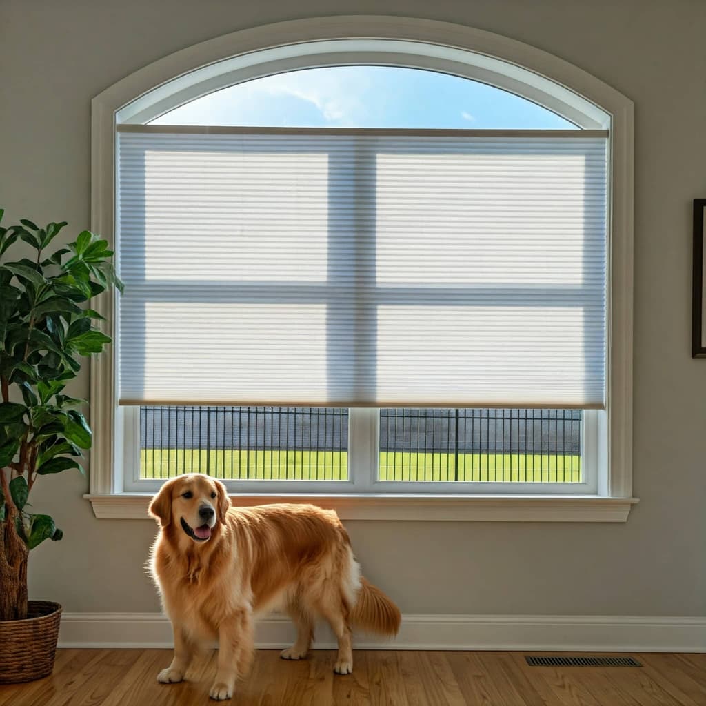 a safe dog thanks to cordless shades