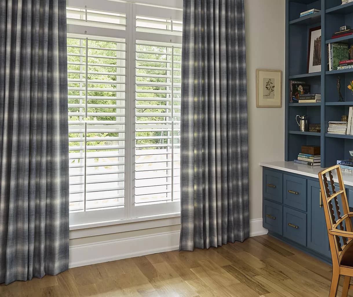 shutters combined with draperies